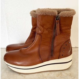 Carmela Brown Leather Zippered Ankle Boot 36